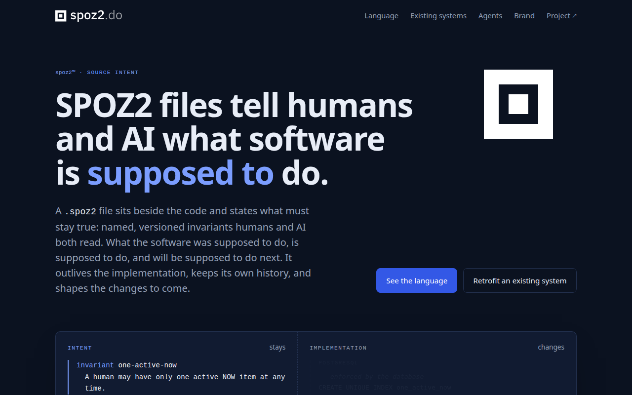 spoz2.do - SPOZ2 files tell humans and AI what software is supposed to do